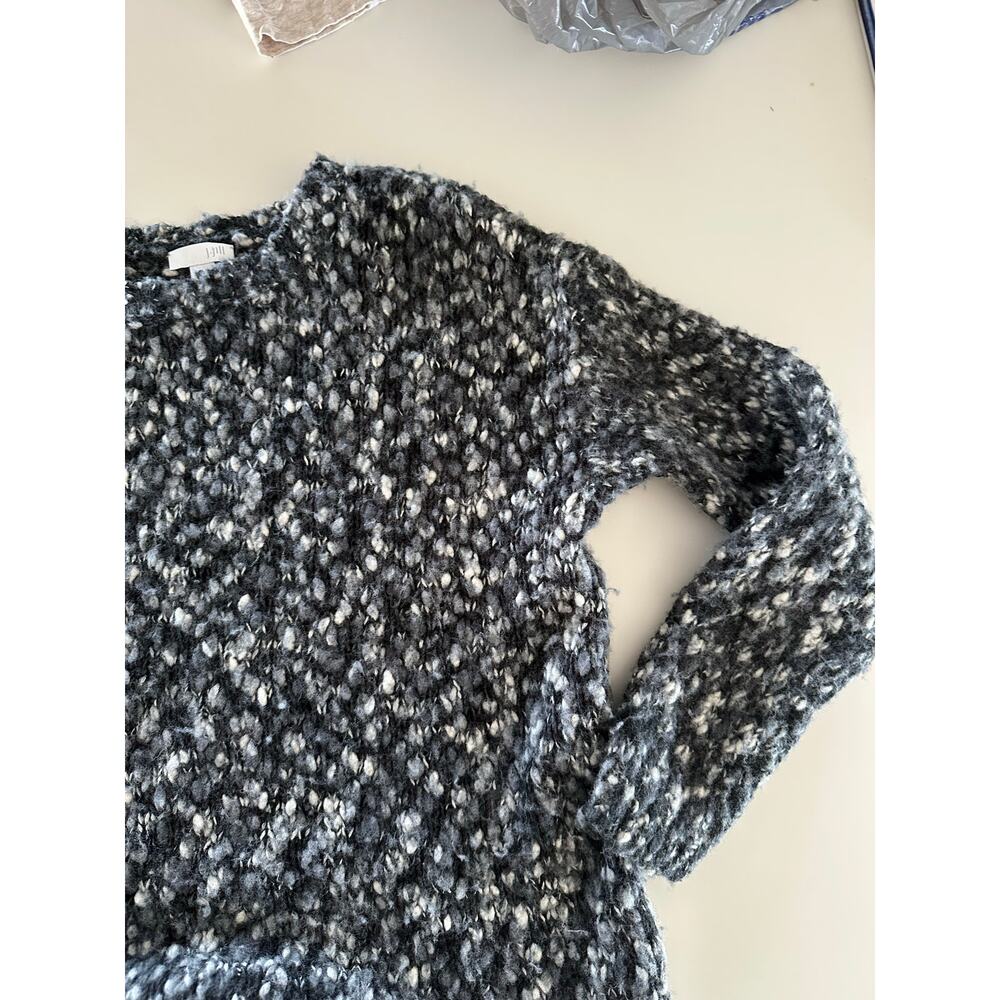 J Jill S wool blend natural marled knit sweeter blouse grey top longsleeve black - Picture 2 of 8